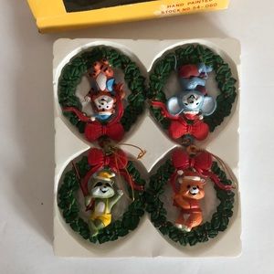 Vintage Critter Wreath Ornaments Hand Painted